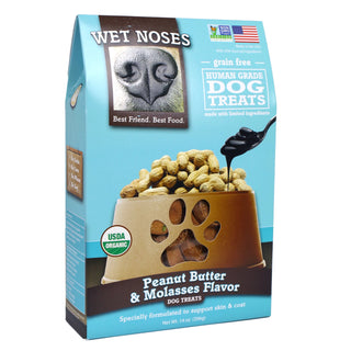 Wet Noses Grain-Free Peanut Butter & Molasses Organic Dog Treats, 14-oz Bag