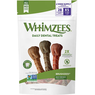 WHIMZEES Brushzees Daily Use Pack Dental Dog Treats, Extra Small, 28 count