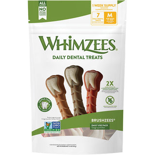 WHIMZEES Brushzees Daily Use Pack Dental Dog Treats, Medium, 7 count