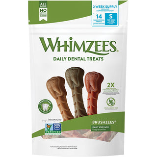 WHIMZEES Brushzees Daily Use Pack Dental Dog Treats, Small, 14 count