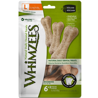 WHIMZEES Rice Bone Dental Dog Treats, Large, 8 count