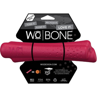 WO Bone Dog Toy, Cranberry, Medium/Large