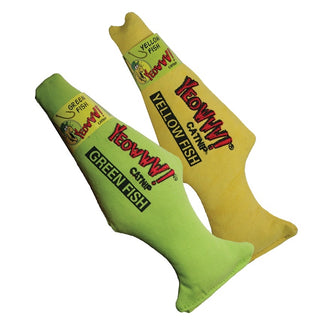 Yeowww! Catnip Green & Yellow Fish Cat Toys