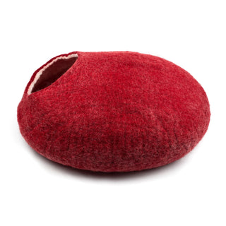 Yeti Wool Pet Cave Bed, Red