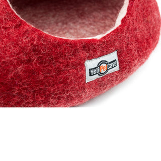 Yeti Wool Pet Cave Bed, Red