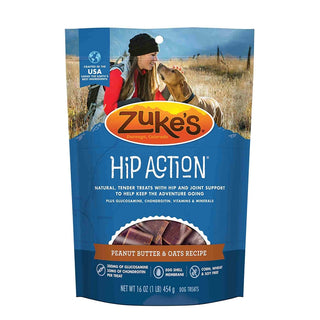 Zuke's Hip Action Peanut Butter & Oats Recipe Dog Treats, 1 lb